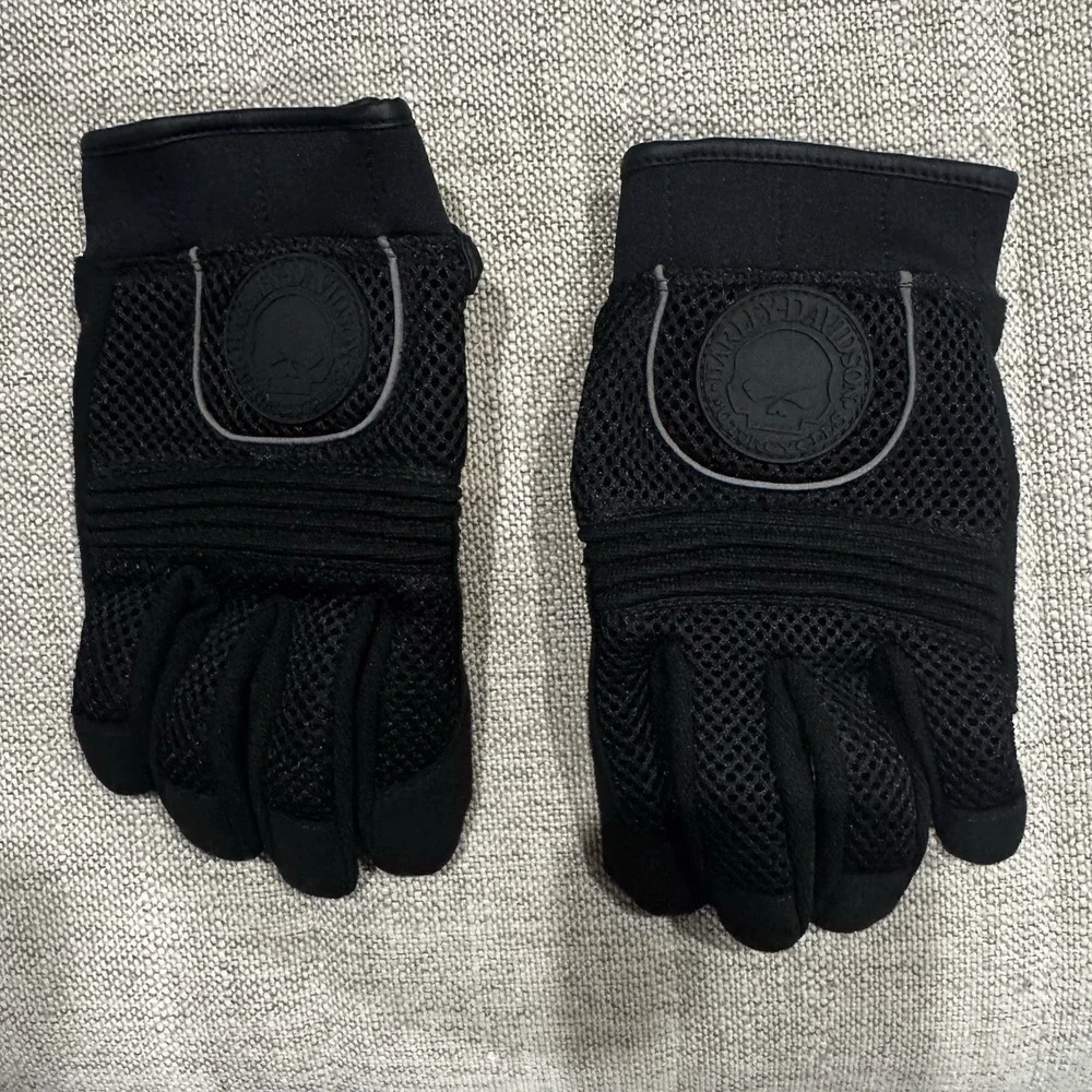 Harley-Davidson Women's Small S Leather mesh Willie‎ G skull Riding Gloves